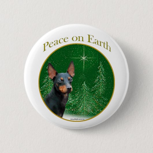 Manchester Terrier Peace Ronde Button 5,7 Cm (Voorkant)