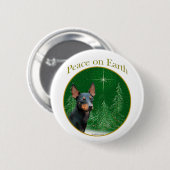 Manchester Terrier Peace Ronde Button 5,7 Cm (Voorkant /achterkant)