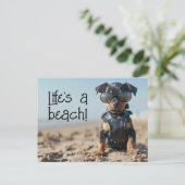 Manchester Terrier Puppy dragen zonnebril Briefkaart (Staand voorkant)