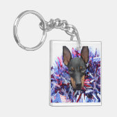 Manchester Terrier Rood Wit Blauw Sleutelhanger (Voorkant Links)