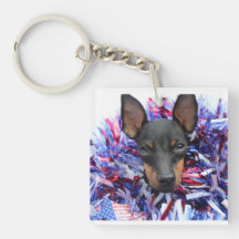 Manchester Terrier Rood Wit Blauw Sleutelhanger