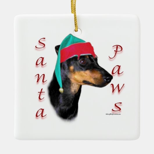 Manchester Terrier Santa Paws Keramisch Ornament (Voorkant)