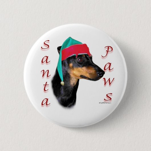 Manchester Terrier Santa Paws Ronde Button 5,7 Cm (Voorkant)