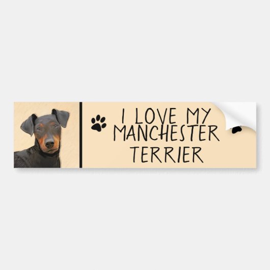 Manchester Terrier schilderij originele dierlijke  Bumpersticker (Voorkant)