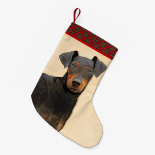 Manchester Terrier schilderij originele dierlijke Kleine Kerstsok
