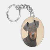 Manchester Terrier schilderij originele dierlijke  Sleutelhanger (Voorkant Links)