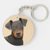Manchester Terrier schilderij originele dierlijke  Sleutelhanger (Achterkant)