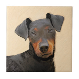 Manchester Terrier schilderij originele dierlijke  Tegeltje