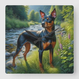 Manchester Terrier Vierkante Klok