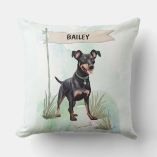 Manchester Terrier Watercolor Gepersonaliseerde Ho Kussen