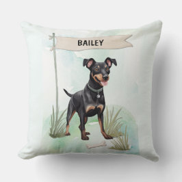 Manchester Terrier Watercolor Personalized Dog Kussen