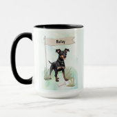 Manchester Terrier Watercolor Personalized Dog Mok (Links)