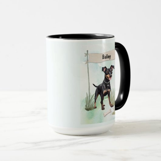 Manchester Terrier Watercolor Personalized Dog Mok (Voorkant rechts)