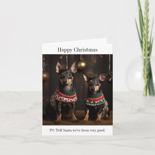 Manchester Terriers in Kersttruien Kaart (Voorkant)