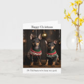 Manchester Terriers in Kersttruien Kaart (Gele Bloem)