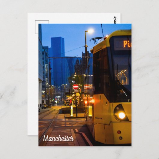 Manchester Tram Piccadilly Gardens Briefkaart (Voorkant / Achterkant)