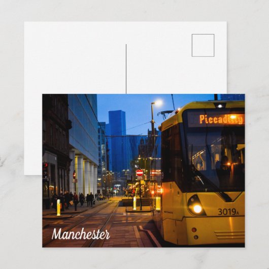 Manchester Tram Piccadilly Tudens Briefkaart (Voorkant / Achterkant)