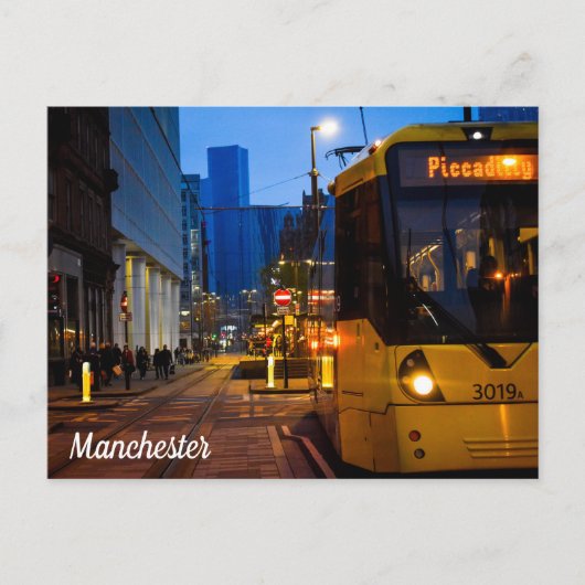 Manchester Tram Piccadilly Tudens Briefkaart (Voorkant)
