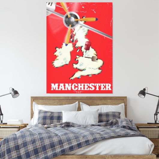  Manchester Travel Poster Canvas Afdruk (Insitu (Slaapkamer))