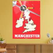  Manchester Travel Poster Canvas Afdruk (Insitu (Woonkamer))