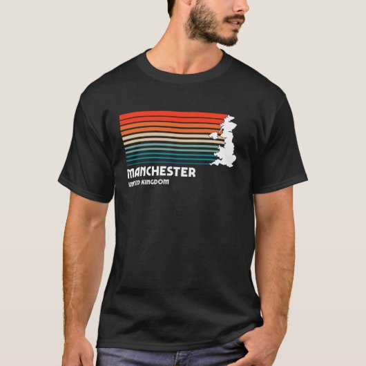 Manchester UK Retro Stijl Graphic T-shirt (Voorkant)