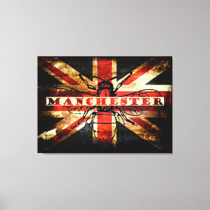 Manchester uk vlag met bijen canvas afdruk