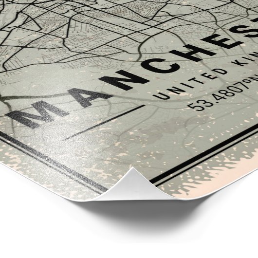 Manchester unit kingdom map print poster canvas (Hoek)