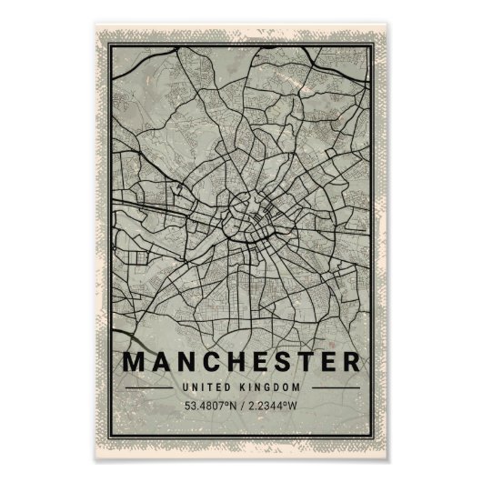 Manchester unit kingdom map print poster canvas (Voorkant)