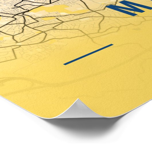 Manchester - United Kingdom Yellow City Map Poster (Hoek)