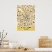 Manchester - United Kingdom Yellow City Map Poster (Keuken)