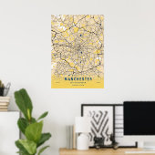 Manchester - United Kingdom Yellow City Map Poster (Thuiskantoor)