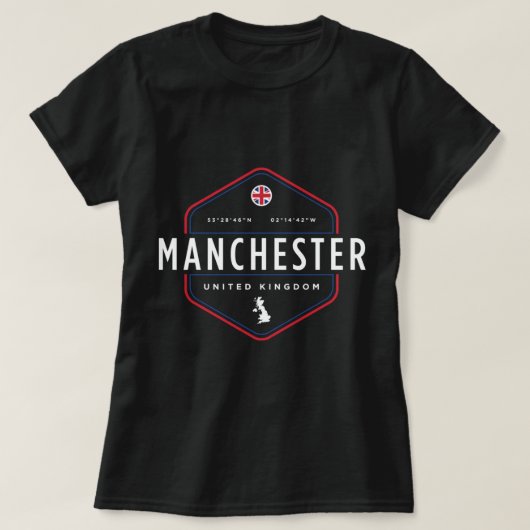 Manchester Verenigd Koninkrijk Kaart Vlag Grafisch T-shirt (Design voorkant)