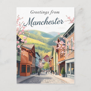 Manchester, Vermont Bergstad Straten Vintage Briefkaart