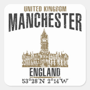 Manchester Vierkante Sticker