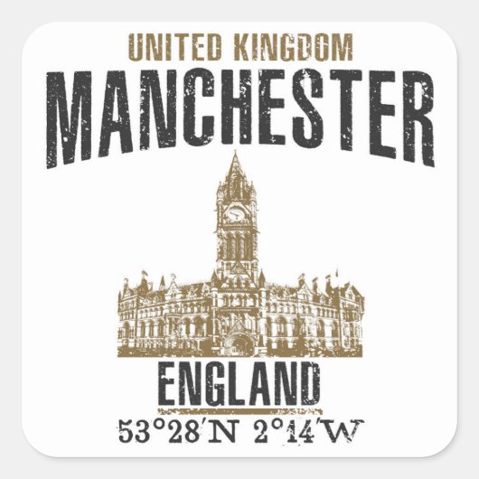 Manchester Vierkante Sticker (Voorkant)