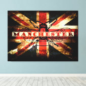 Manchester vk vlag met bijen canvas afdruk (Insitu (Houten vloer))
