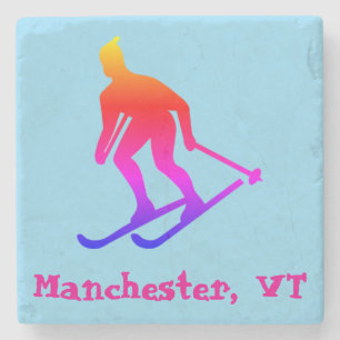 Manchester, VT (Vermont Ski Town) Regenboog Stenen Onderzetter