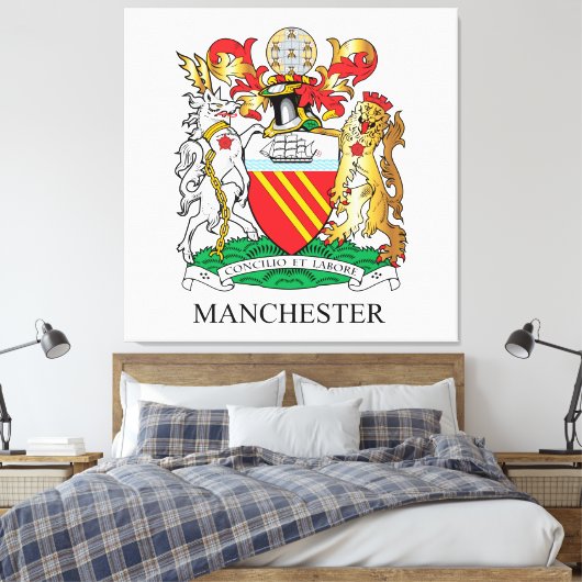 Manchester wapen canvas afdruk (Insitu (Slaapkamer))