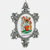 Manchester wapen tin sneeuwvlok ornament (Links)