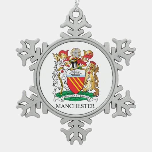 Manchester wapen tin sneeuwvlok ornament (Voorkant)