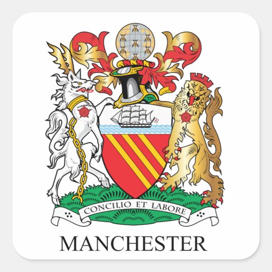 Manchester wapen vierkante sticker (Voorkant)