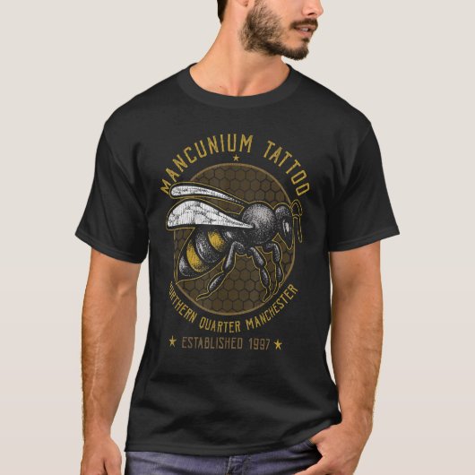 Mancunium Tattoo Manchester Arbeider Bee Tattoo St T-shirt (Voorkant)