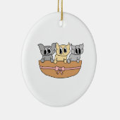 Mand met 3 Kittens, Cartoon. Keramisch Ornament (Rechts)