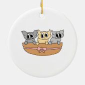 Mand met 3 Kittens, Cartoon. Keramisch Ornament (Achterkant)