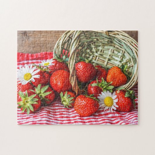 Mand met aardbeien legpuzzel (Horizontaal)