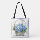 Mand met blauwe hortensia's tote bag (Achterkant)
