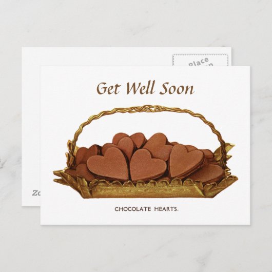 mand met chocoladeharten wordt snel beter briefkaart (Voorkant / Achterkant)