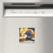 Mand met croissants en chocoladebroden. magneet (Insitu (Vaatwasser))