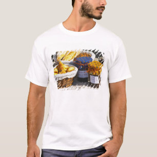 Mand met croissants en chocoladebroden. t-shirt