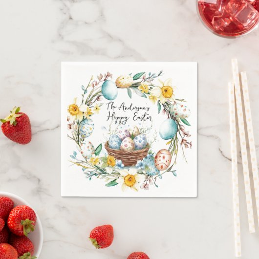 Mand met eieren en bloemenpaas servet (Insitu)